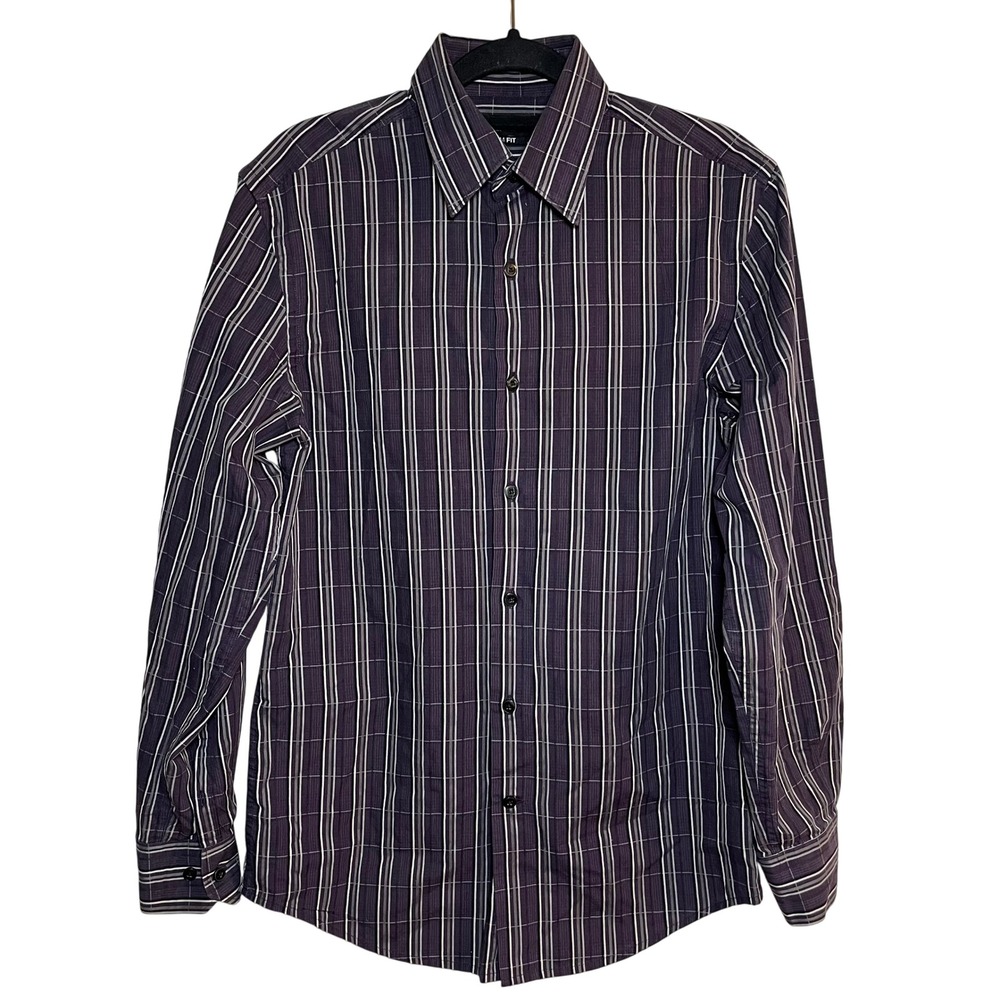 Vintage DOLCE & GABBANA Purple Striped Dress Shirt Sz Small Button Up Italy Slim